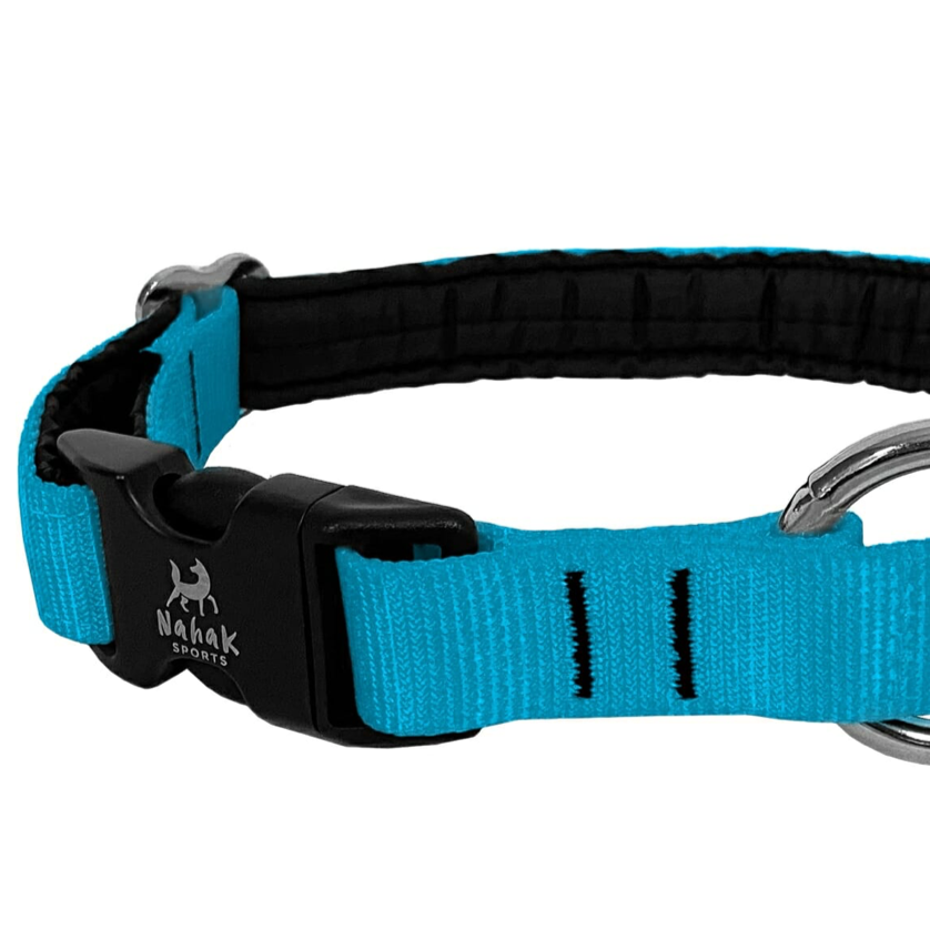 Collier en nylon rembourré avec clip, Aqua