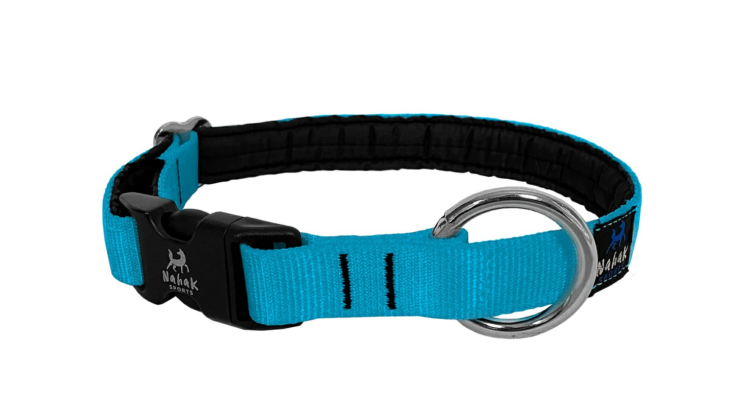 Collier en nylon rembourré avec clip, Aqua