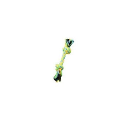 Jouet en corde à 2 noeuds, vert et jaune