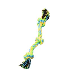Jouet en corde double à 3 noeuds, vert et jaune